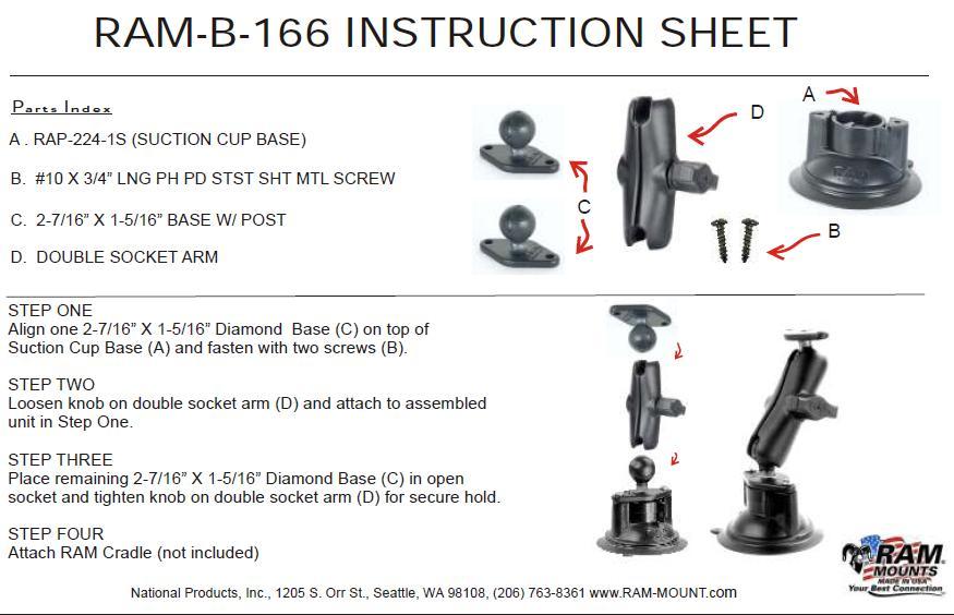 RAM-B-166U RAM Mount Suction Cup Mount with Strong Hold for Electronic  Devices