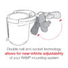 RAM® Level Cup™ 16oz Drink Holder with Double Socket Arm